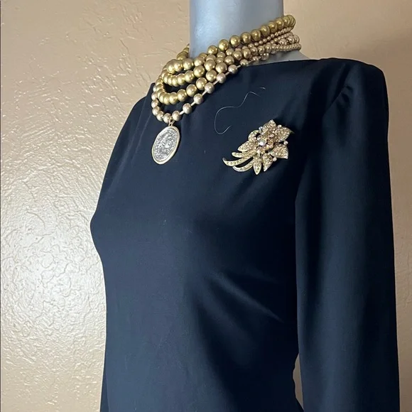 Ralph Lauren BLACK LABEL Luxury Black Dress 2 Wool Blend. - Picture 5 of 6